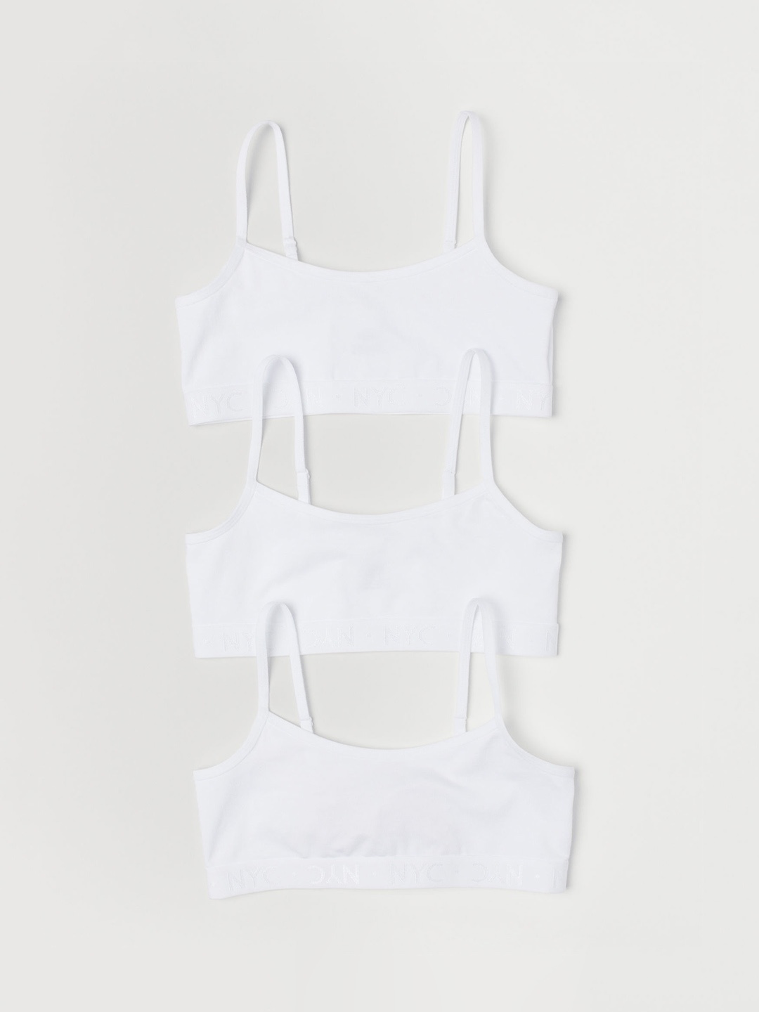 

H&M Girls White Solid 3-pack Jersey Tops