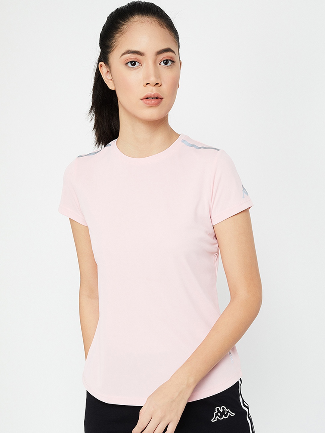 

Kappa Women Light Pink Solid Round Neck T-shirt