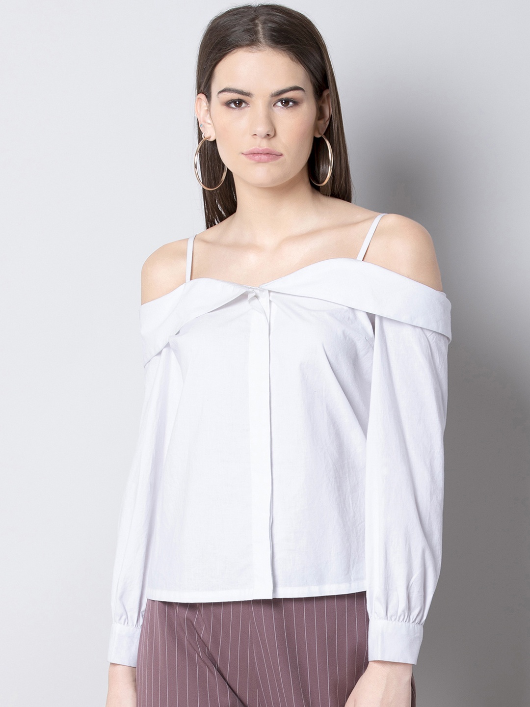 

FabAlley Women White Regular Fit Solid Casual Shirt