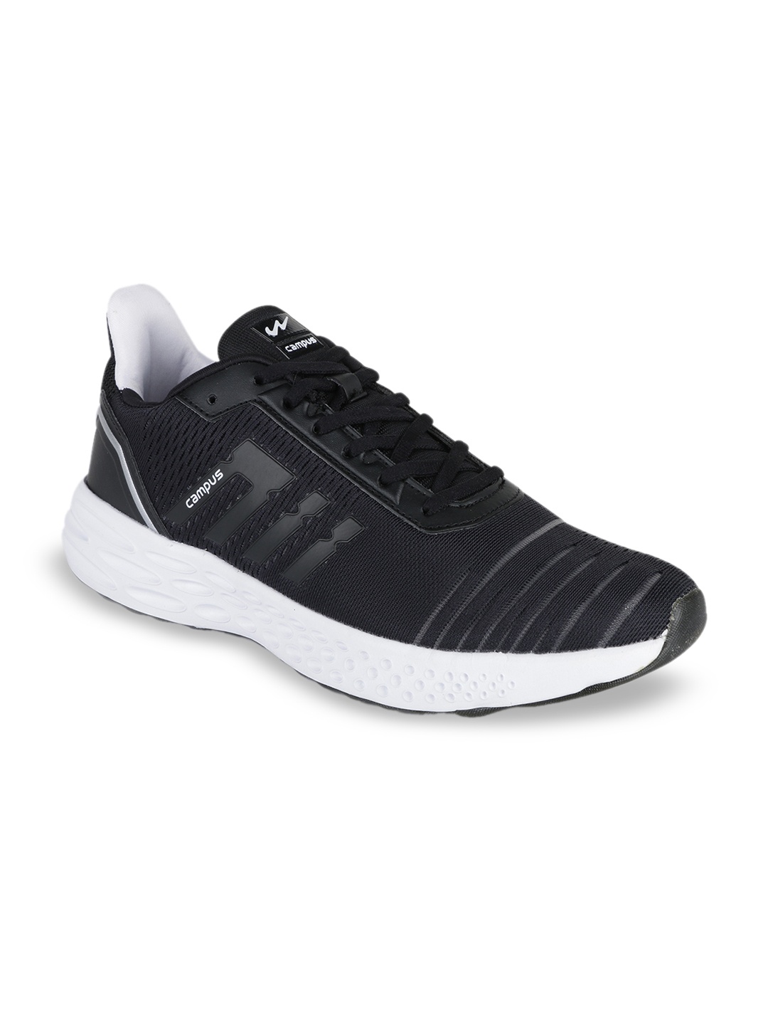 

Campus Men Black & White Mesh Running Shoes