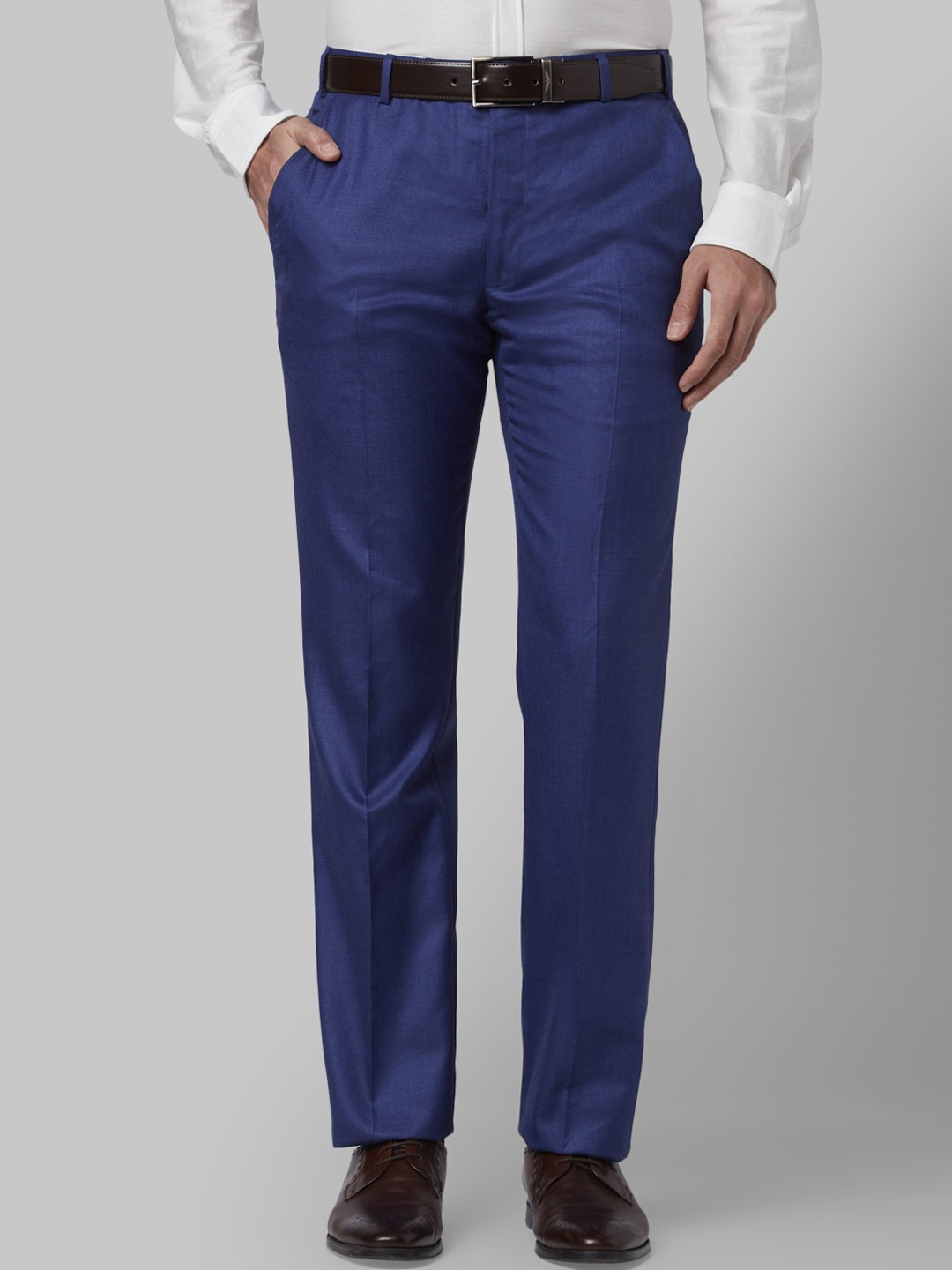 

Park Avenue Men Blue Regular Fit Solid Formal Trousers