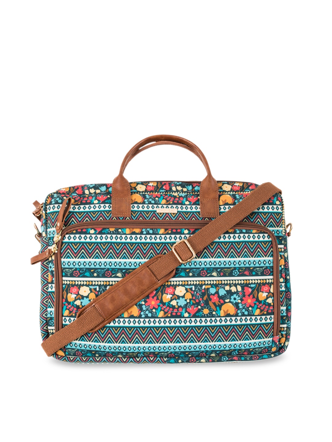 

Chumbak Women Teal & Black Printed Laptop Bag