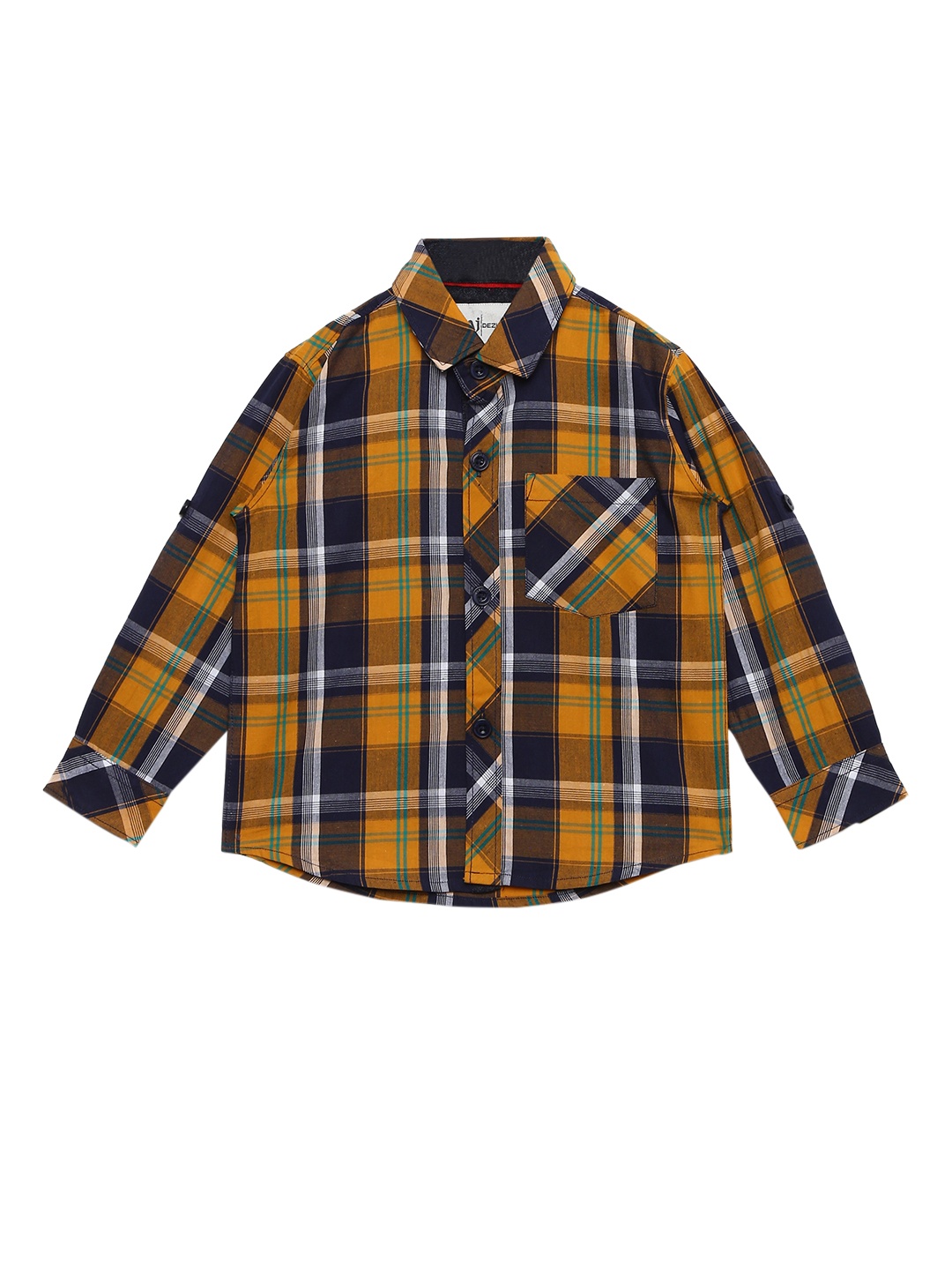 

Aj DEZInES Boys Yellow & Black Regular Fit Checked Casual Shirt