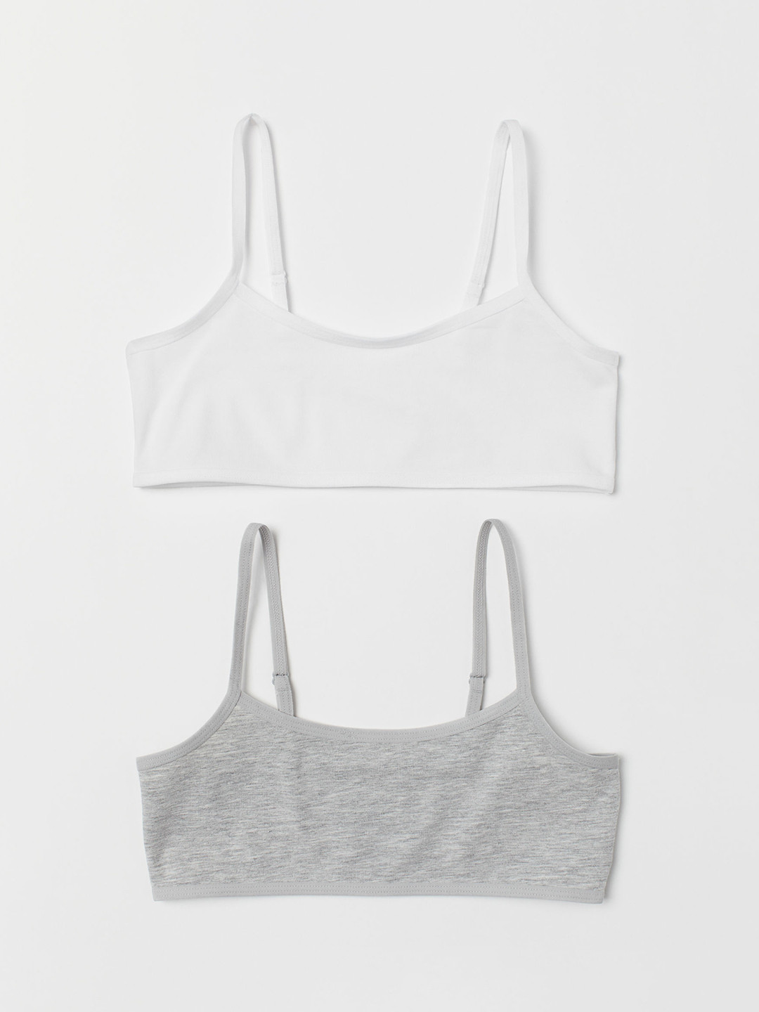

H&M Girls Solid 2-Pack Jersey Crop Tops, Grey