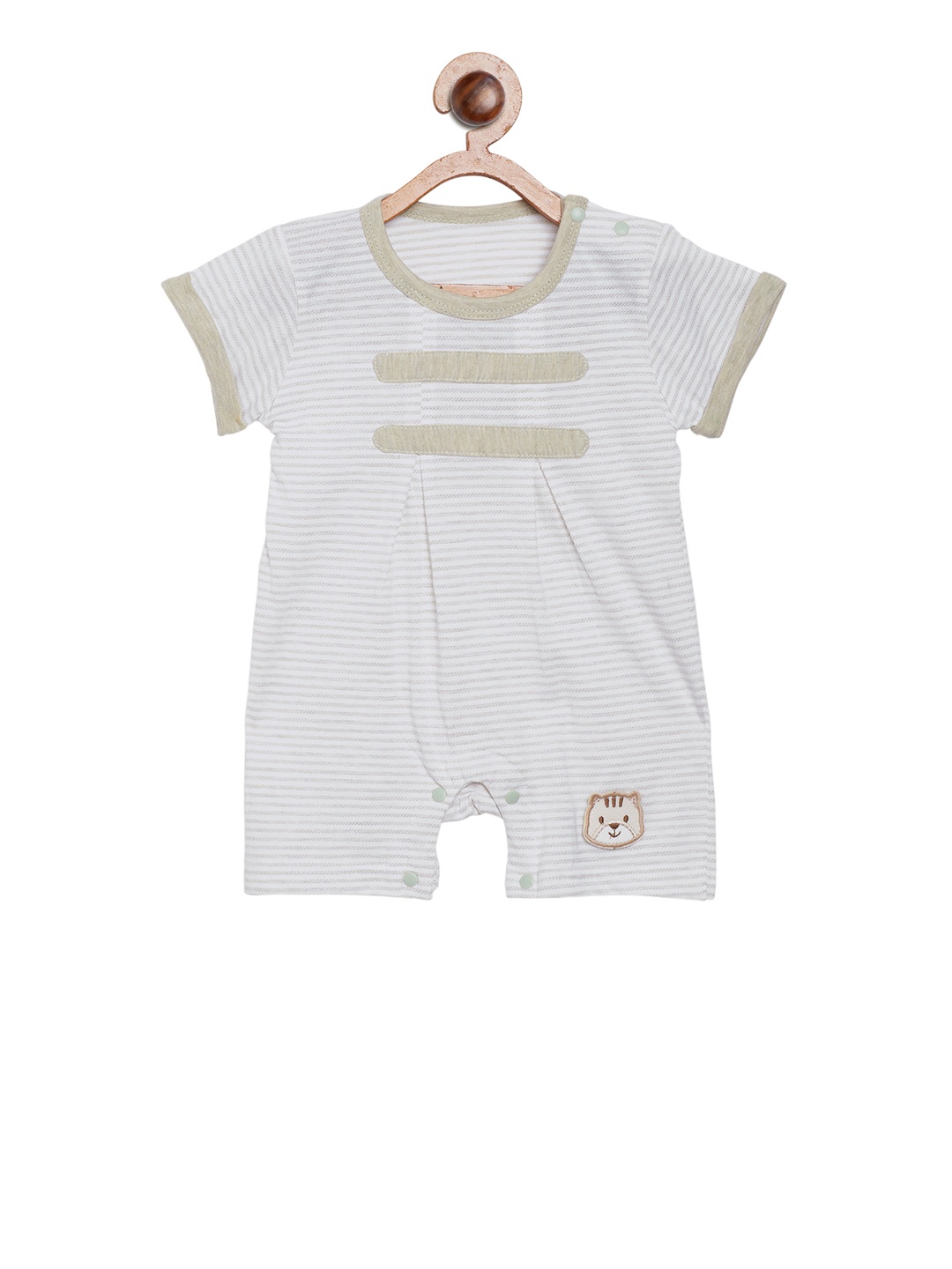 

Camey Kids Off-White & Beige Striped Rompers