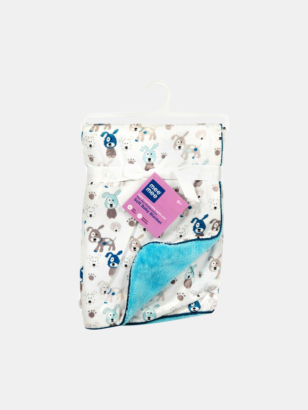

MeeMee Off-White & Blue Abstract Mild Winter 300 GSM Double Bed Blanket