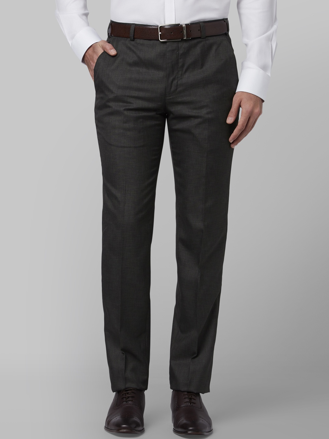 

Park Avenue Men Grey Regular Fit Solid Formal Trousers