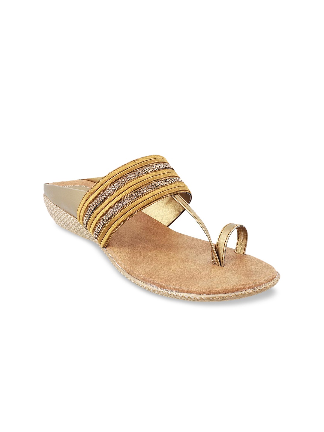 

WALKWAY by Metro Women Antique Gold-Toned Solid Sandals