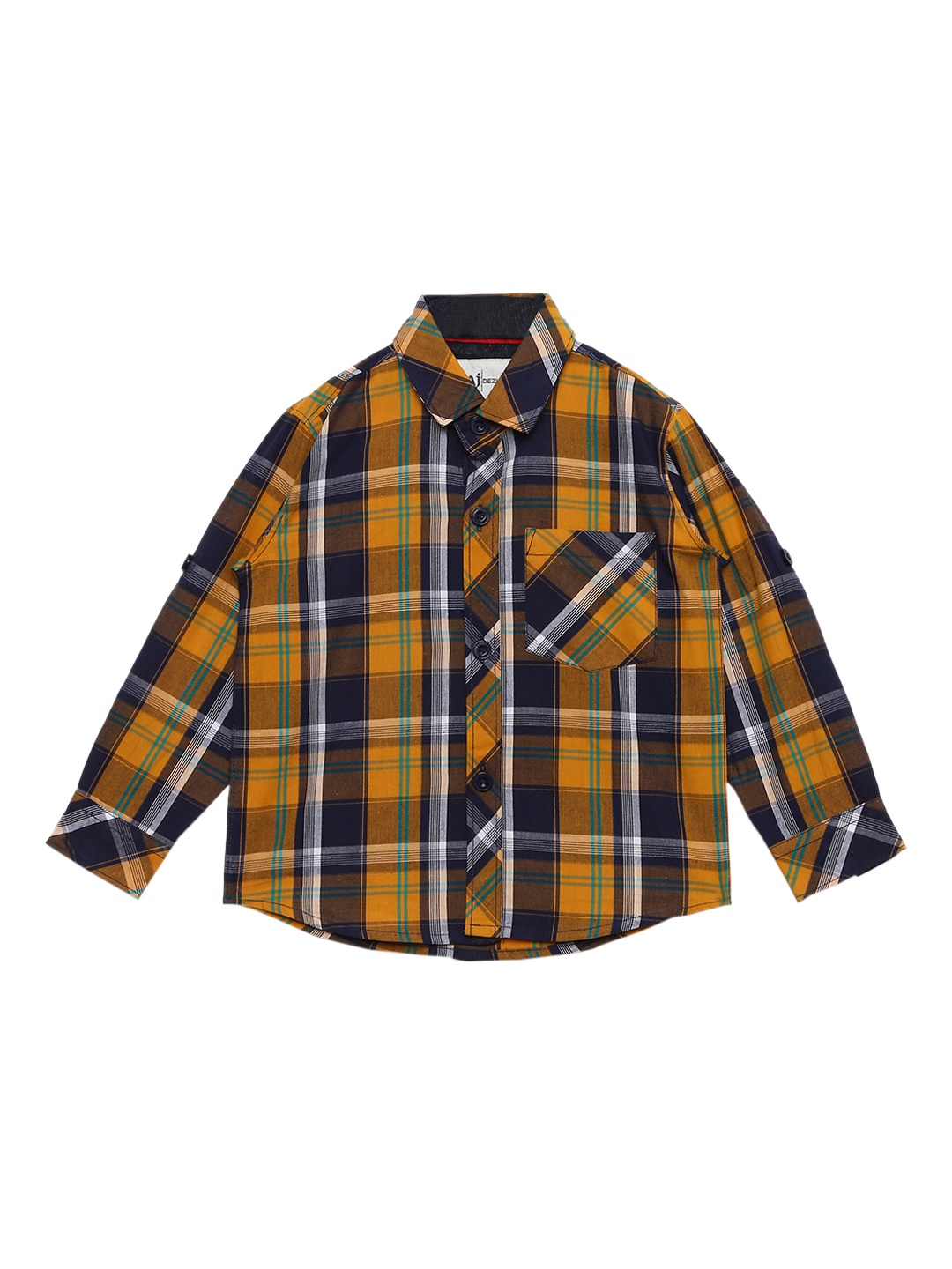 

Aj DEZInES Boys Yellow & Black Regular Fit Checked Casual Shirt
