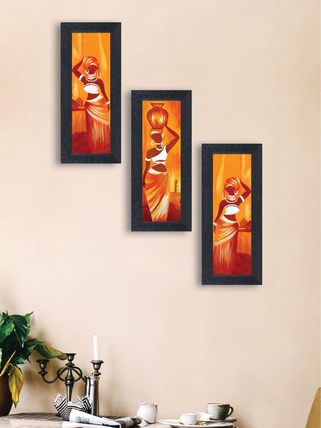 

nest ART Multicoloured Set of 3 Abstract Synthetic Wood Wall Art, Multi