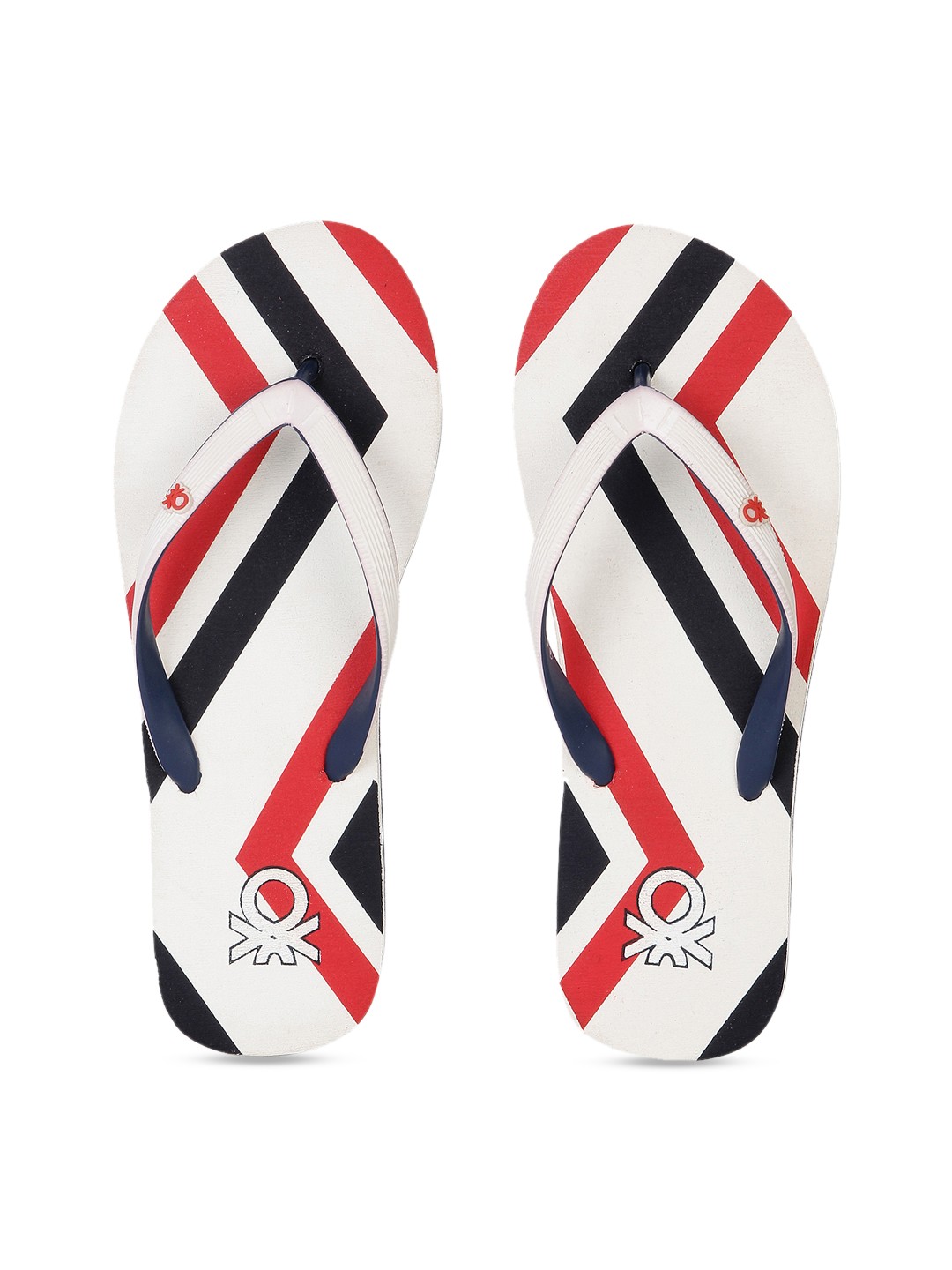 

United Colors of Benetton Women White & Red Printed Thong Flip-Flops