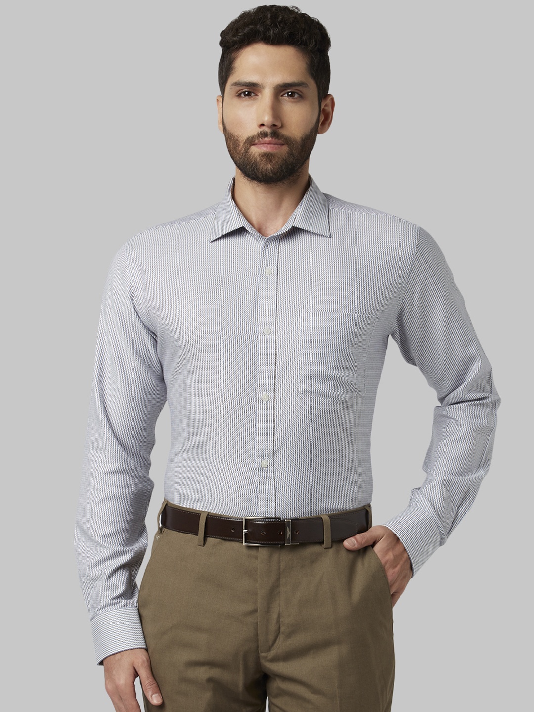 

Park Avenue Men Grey Slim Fit Printed Formal Shirt