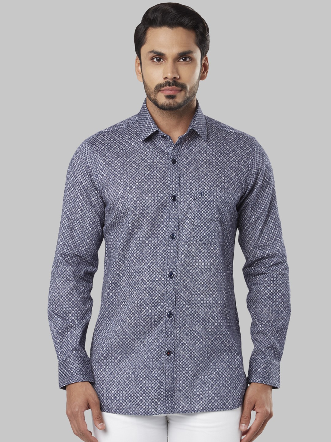 

Raymond Men Blue Regular Fit Printed Casual Shirt