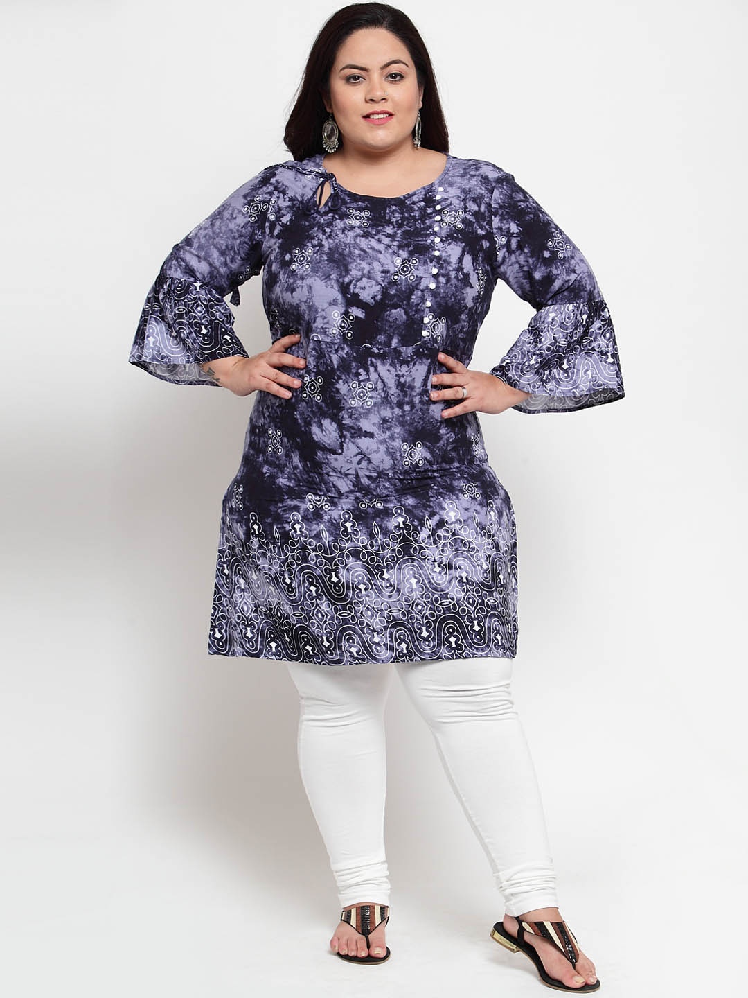 

plusS Women Blue Printed Tunic
