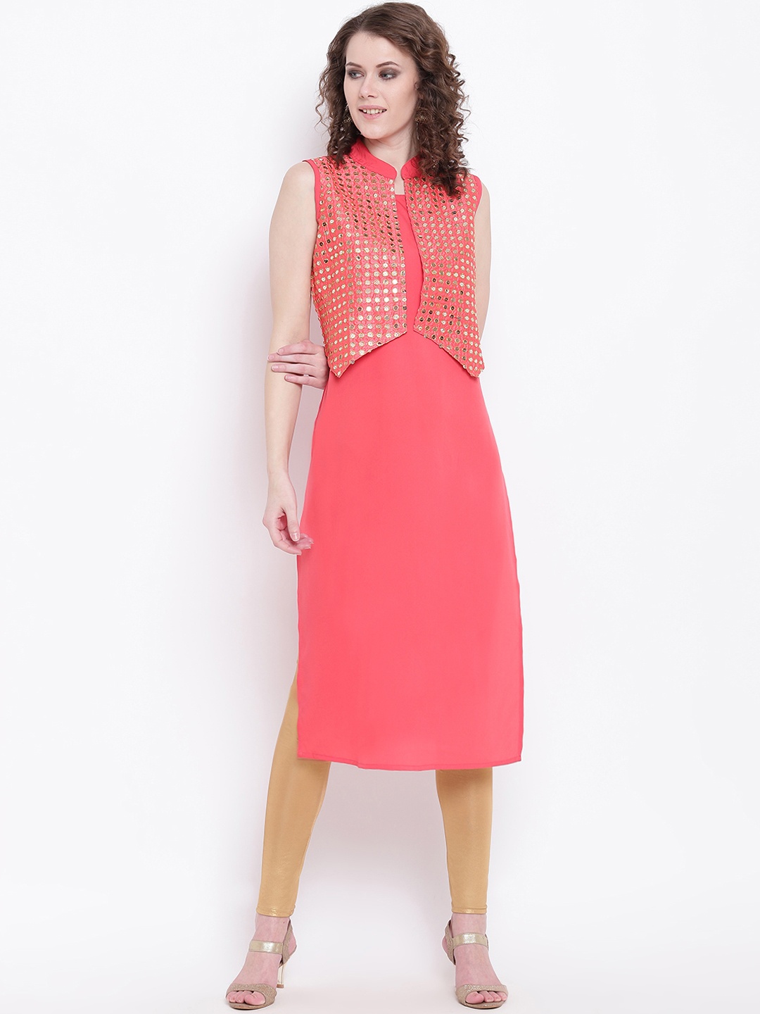 

Napra Women Pink Embellished Straight Kurta