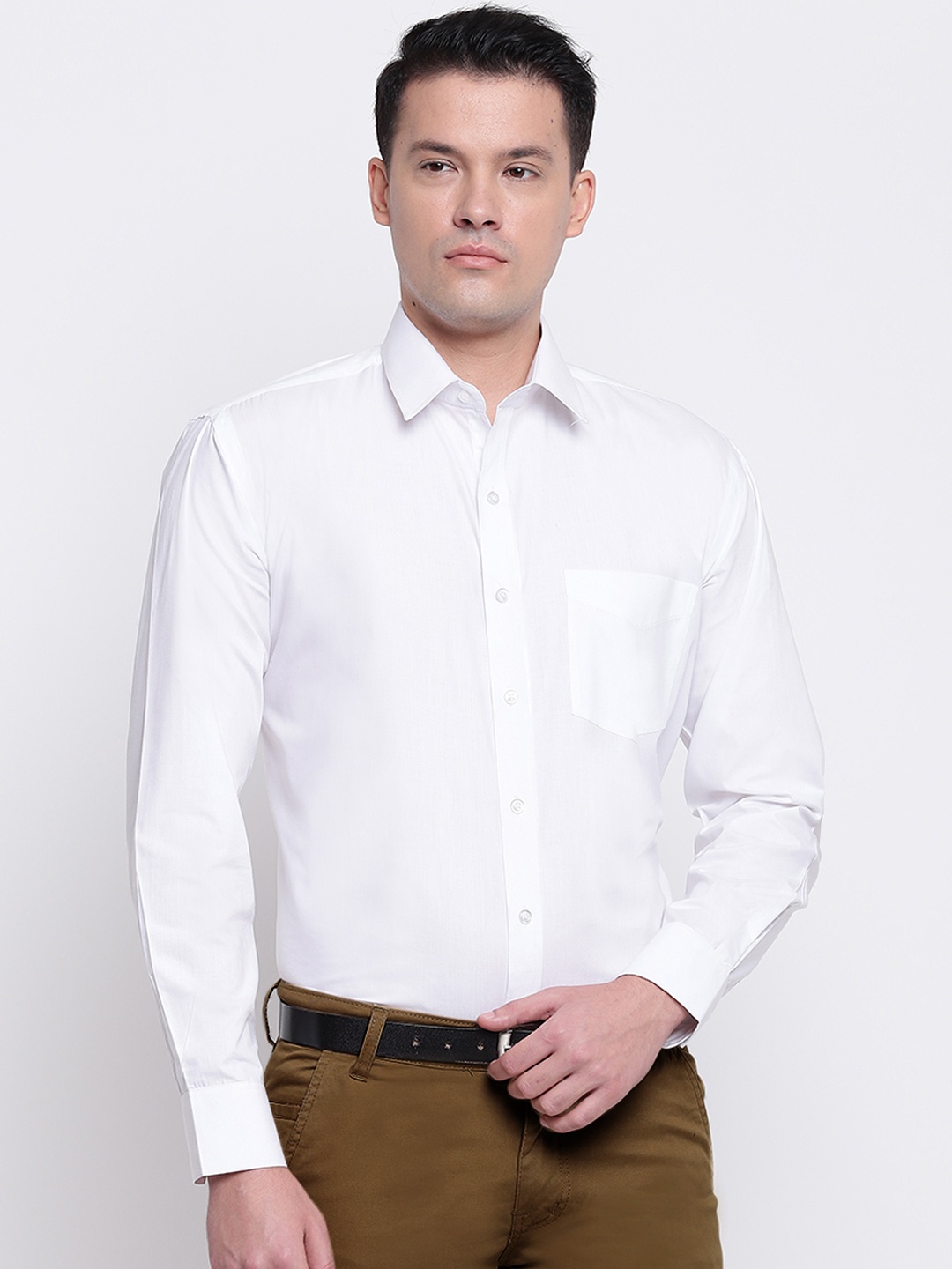 

Hancock Men Cream-Coloured Regular Fit Solid Formal Shirt