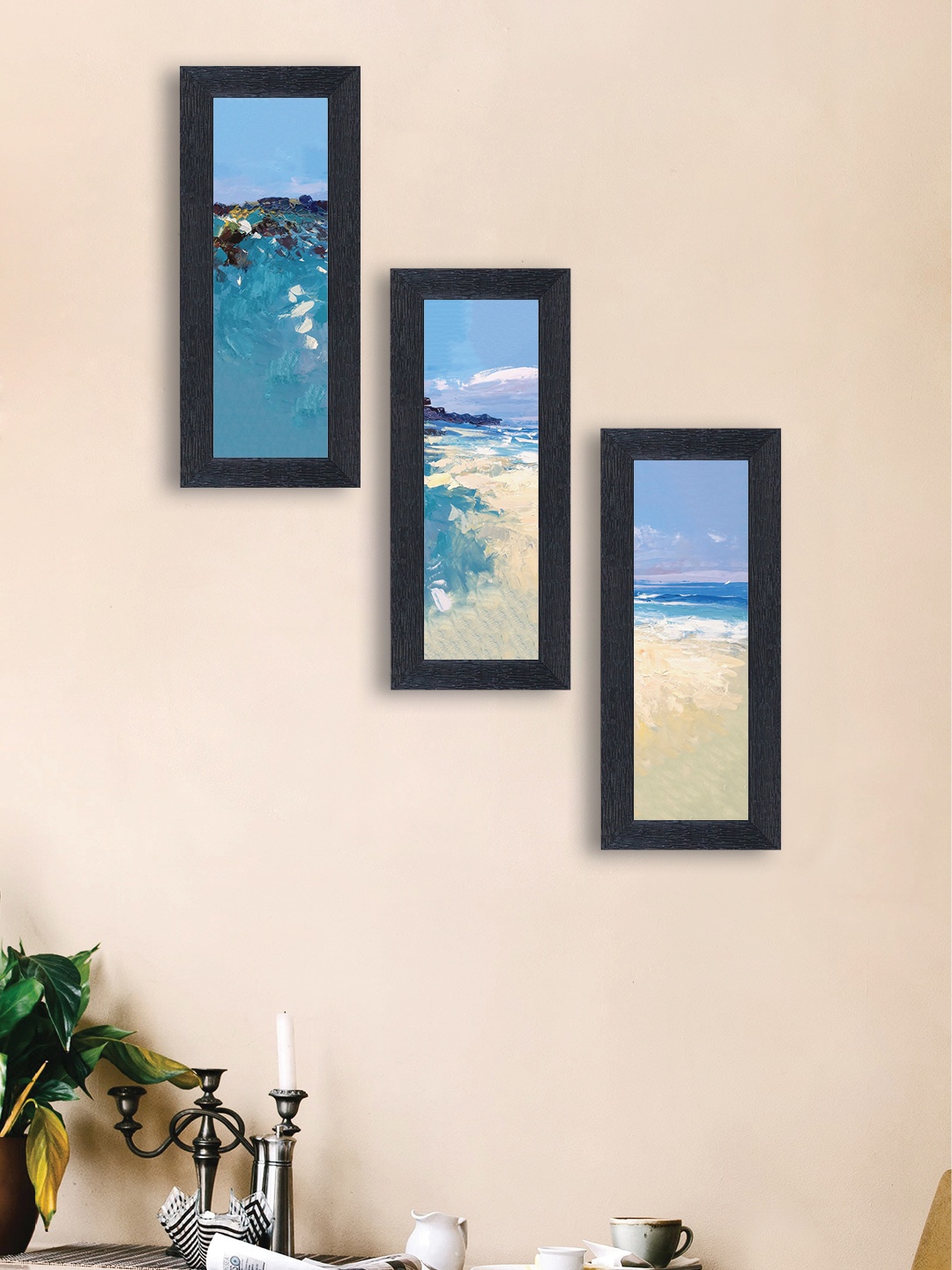 

nest ART Set of 3 Blue & White Abstract Synthetic Wood Wall Art