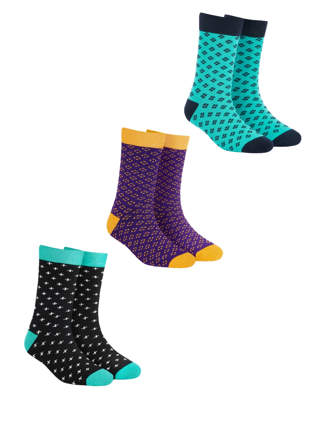 

Dynamocks Unisex Pack of 3 Multicoloured Patterned Calf-Length Socks, Multi
