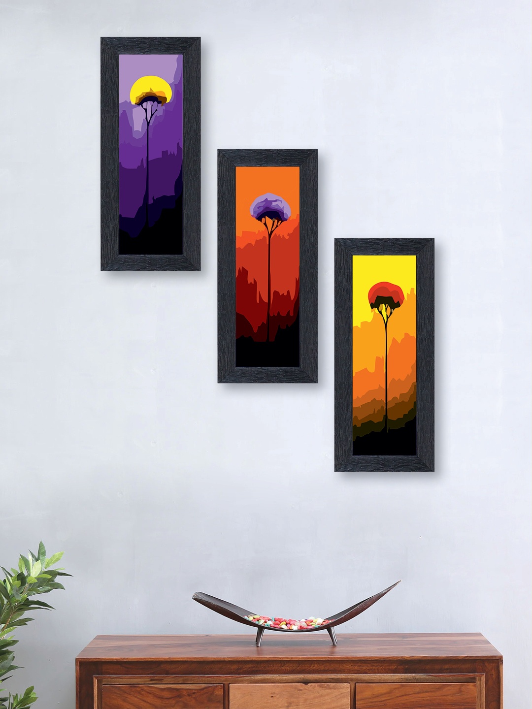 

nest ART Set of 3 Multicoloured Abstract Synthetic Wood Wall Art, Multi