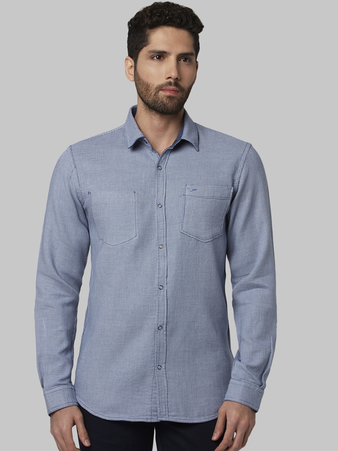 

Park Avenue Men Blue Slim Fit Self Design Casual Shirt