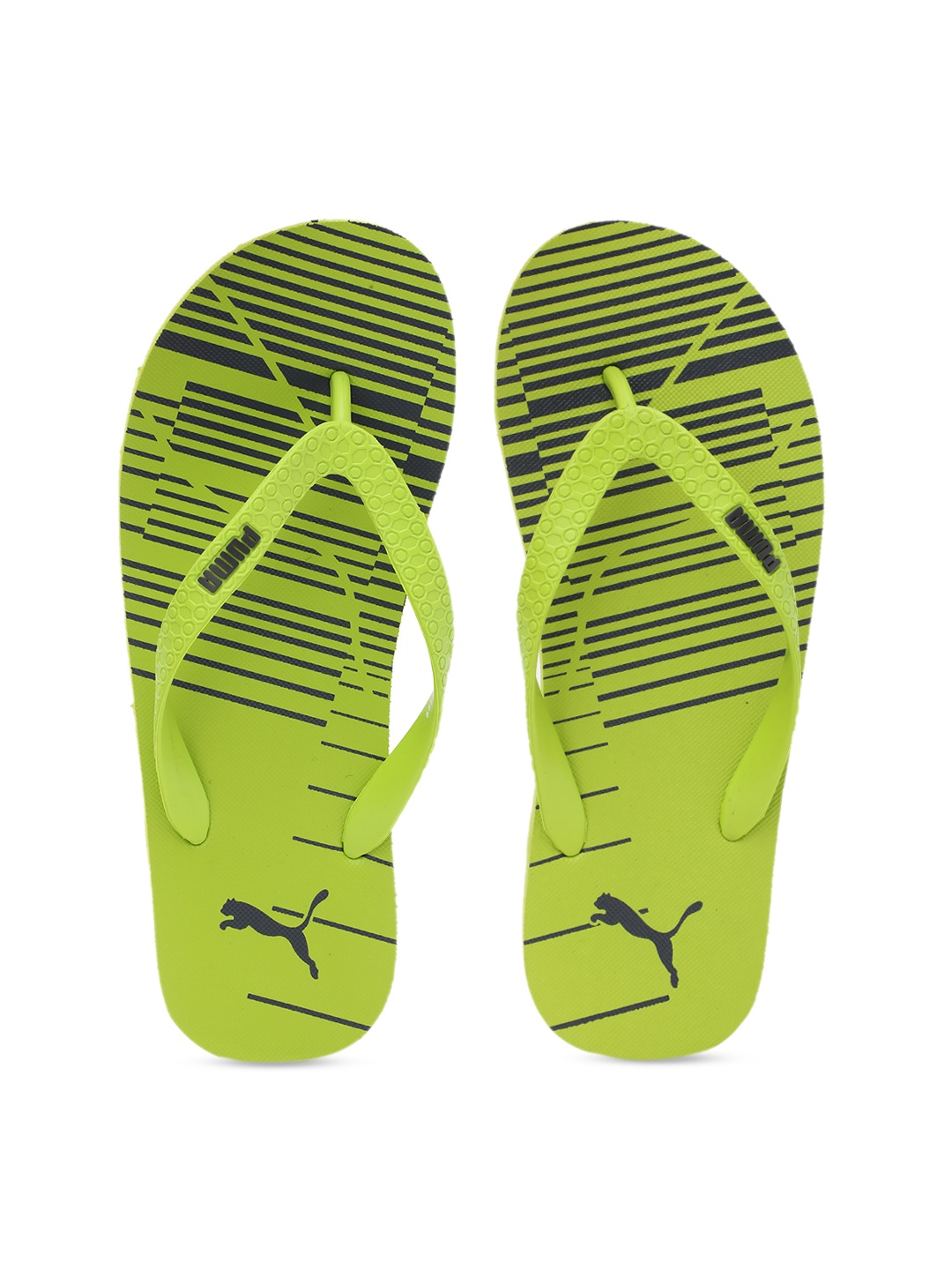 

Puma Unisex Lime Green & Grey Printed Thong Flip-Flops