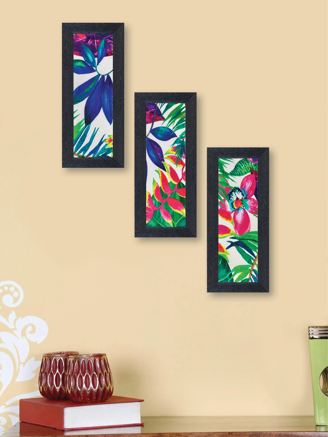 

nest ART Set of 3 Multicoloured Abstract Synthetic Wood Wall Art, Multi