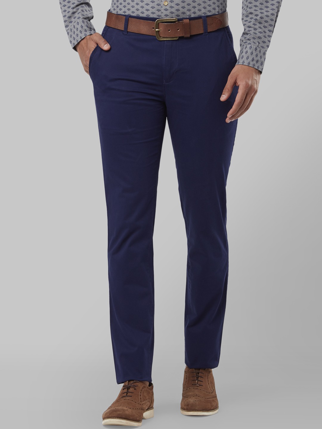 

Raymond Men Blue Slim Fit Solid Formal Trousers