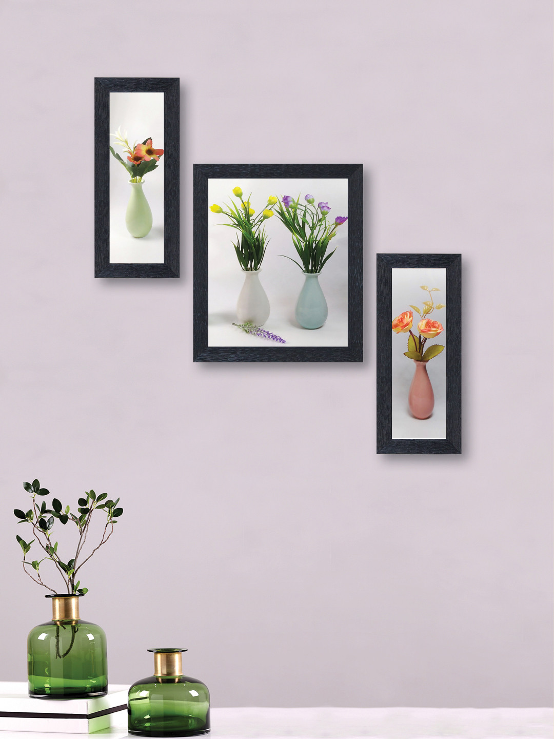 

nest ART Set of 3 Multicoloured Floral Wall Art, Multi