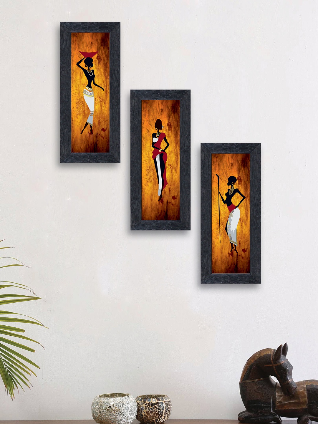 

nest ART Set of 3 Multicoloured Abstract Synthetic Wood Wall Art, Multi