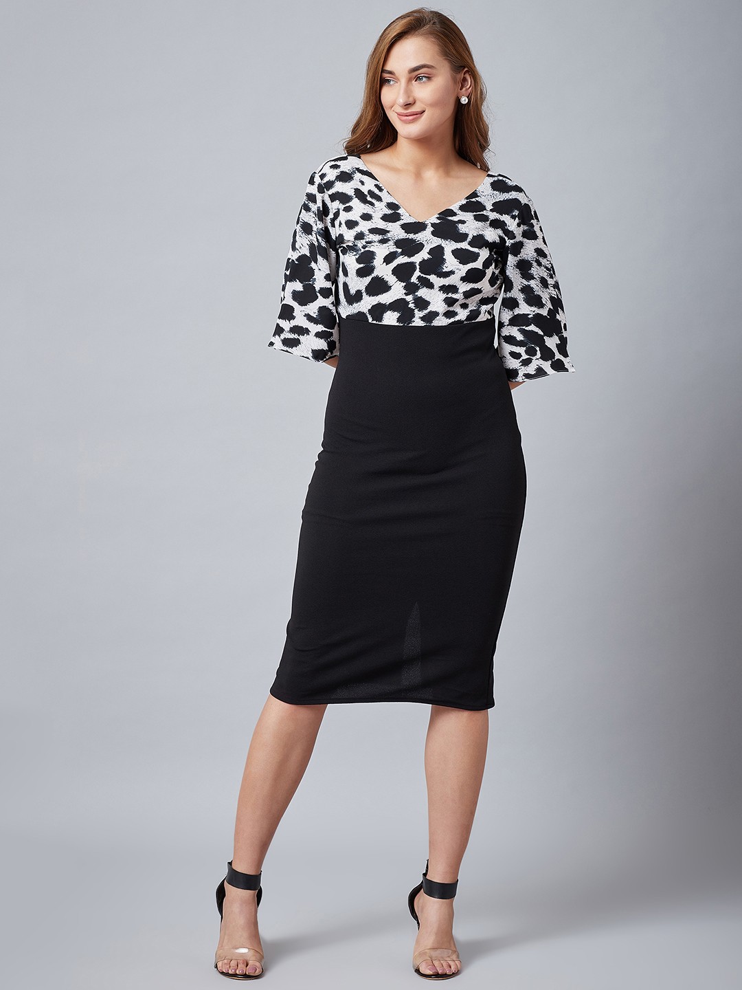 

Athena Women Black & White Animal Print Bodycon Dress