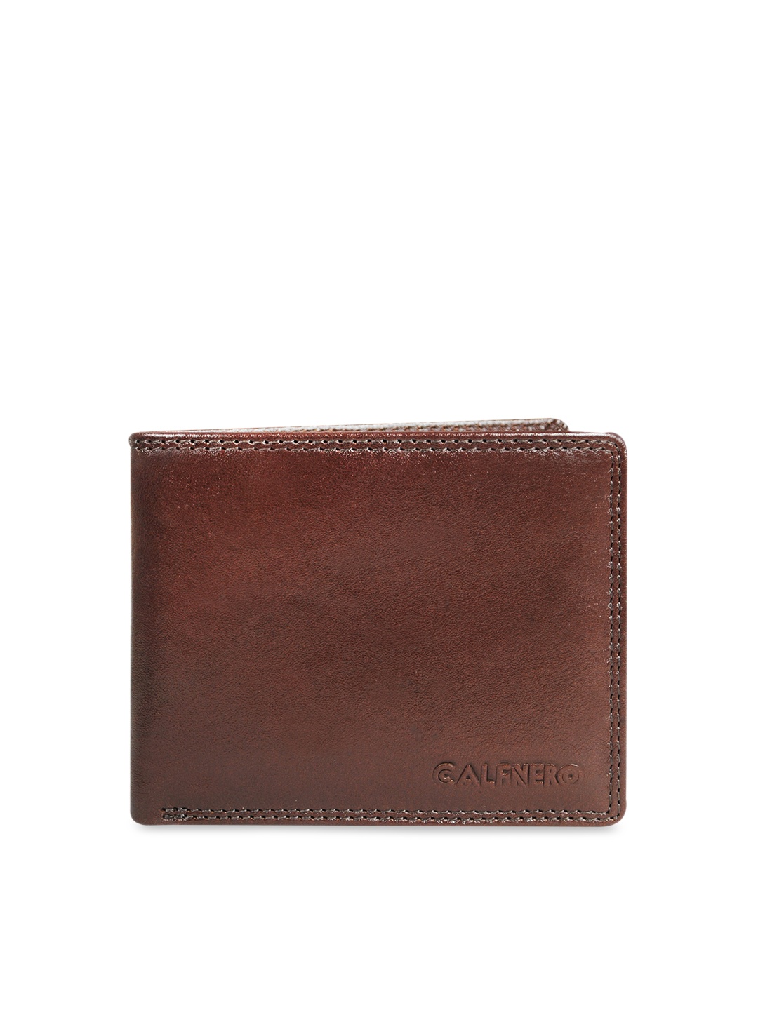 

CALFNERO Men Brown Solid RFID Protected Genuine Leather Two Fold Wallet