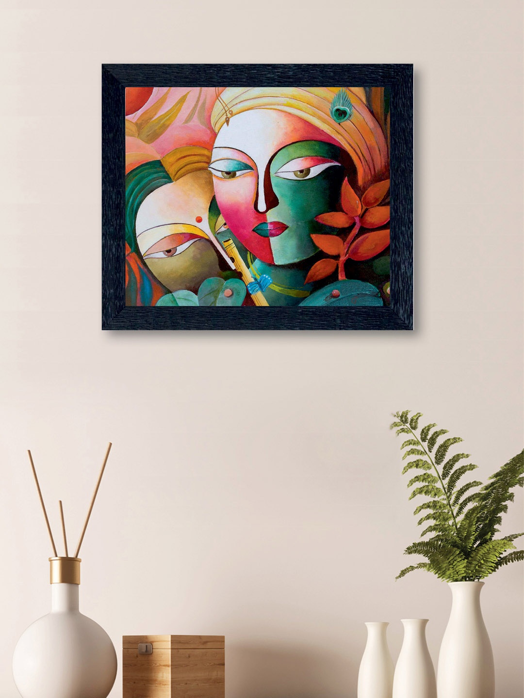 

nest ART Multicoloured Radha Krishna Synthetic Wood Wall Art, Multi