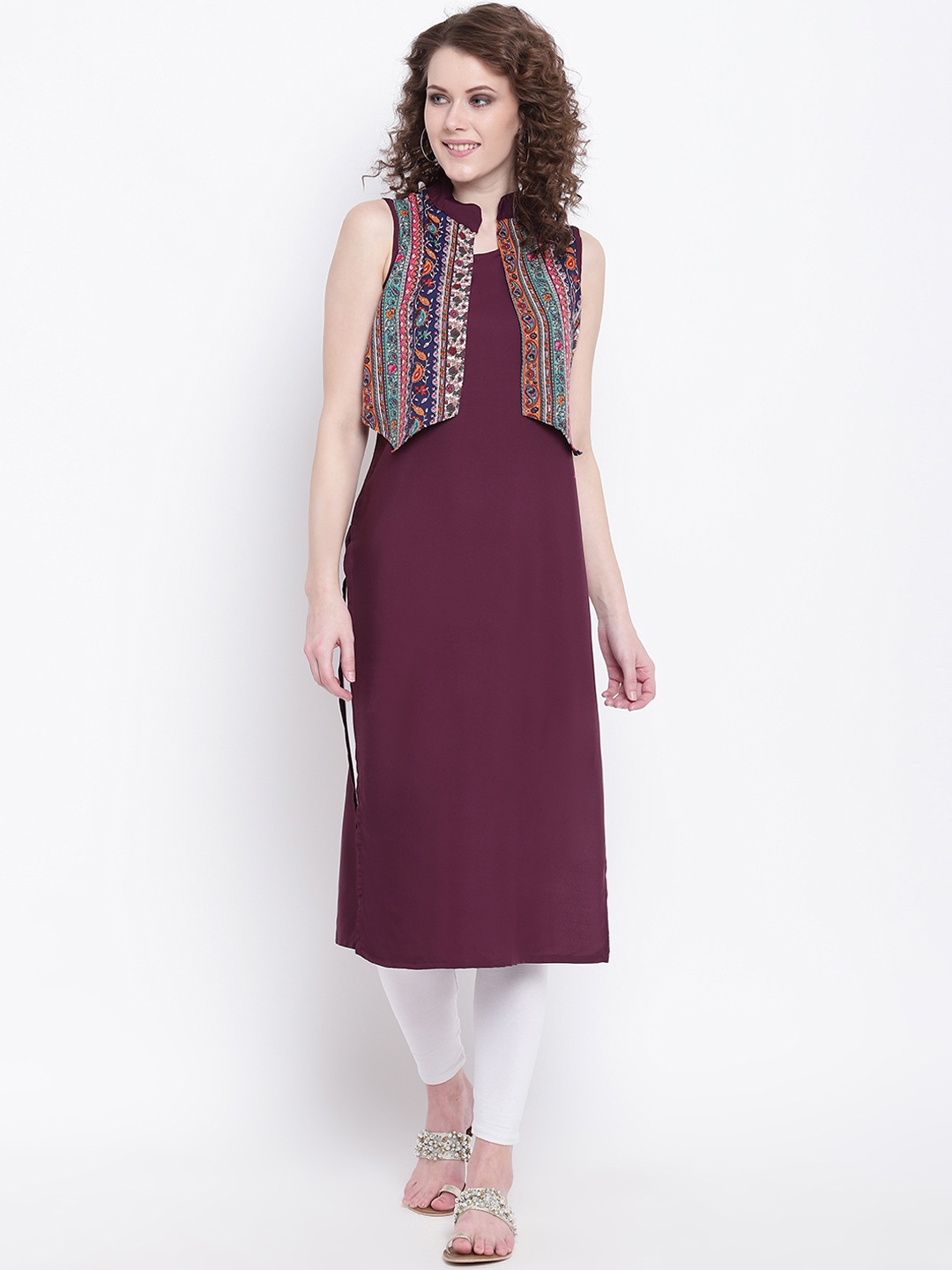 

Napra Women Maroon Printed Straight Kurta
