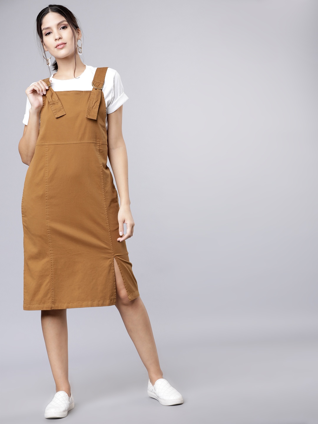 

Tokyo Talkies Women Brown Pinafore Dress