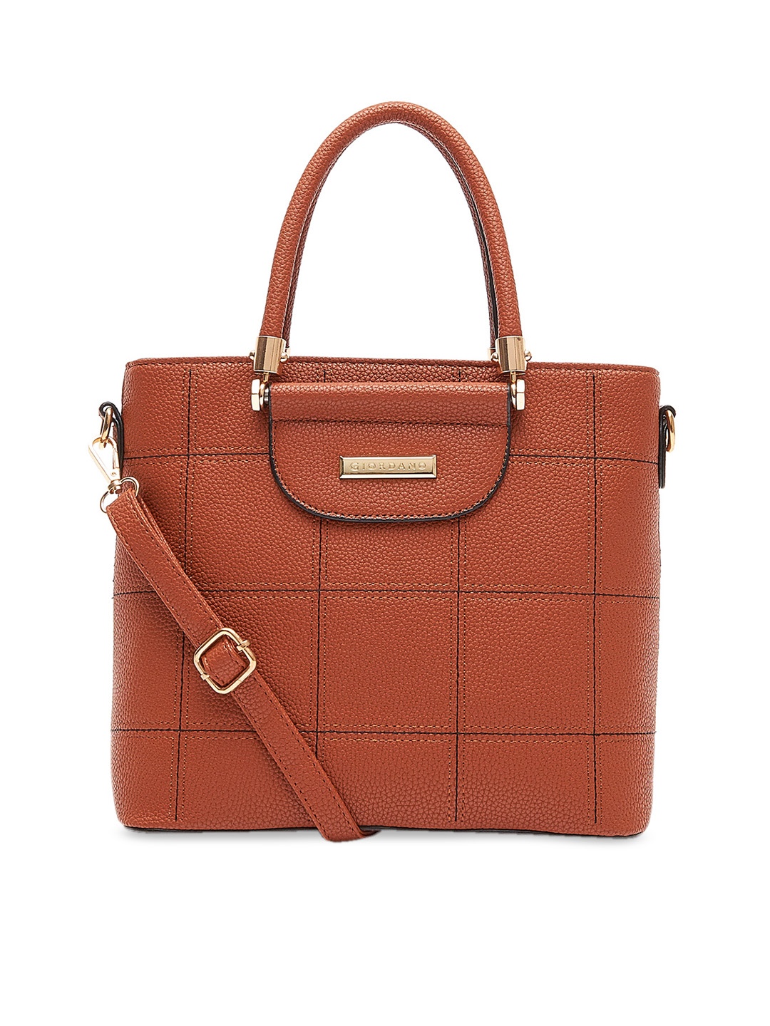 

GIORDANO Brown Checked Handheld Bag