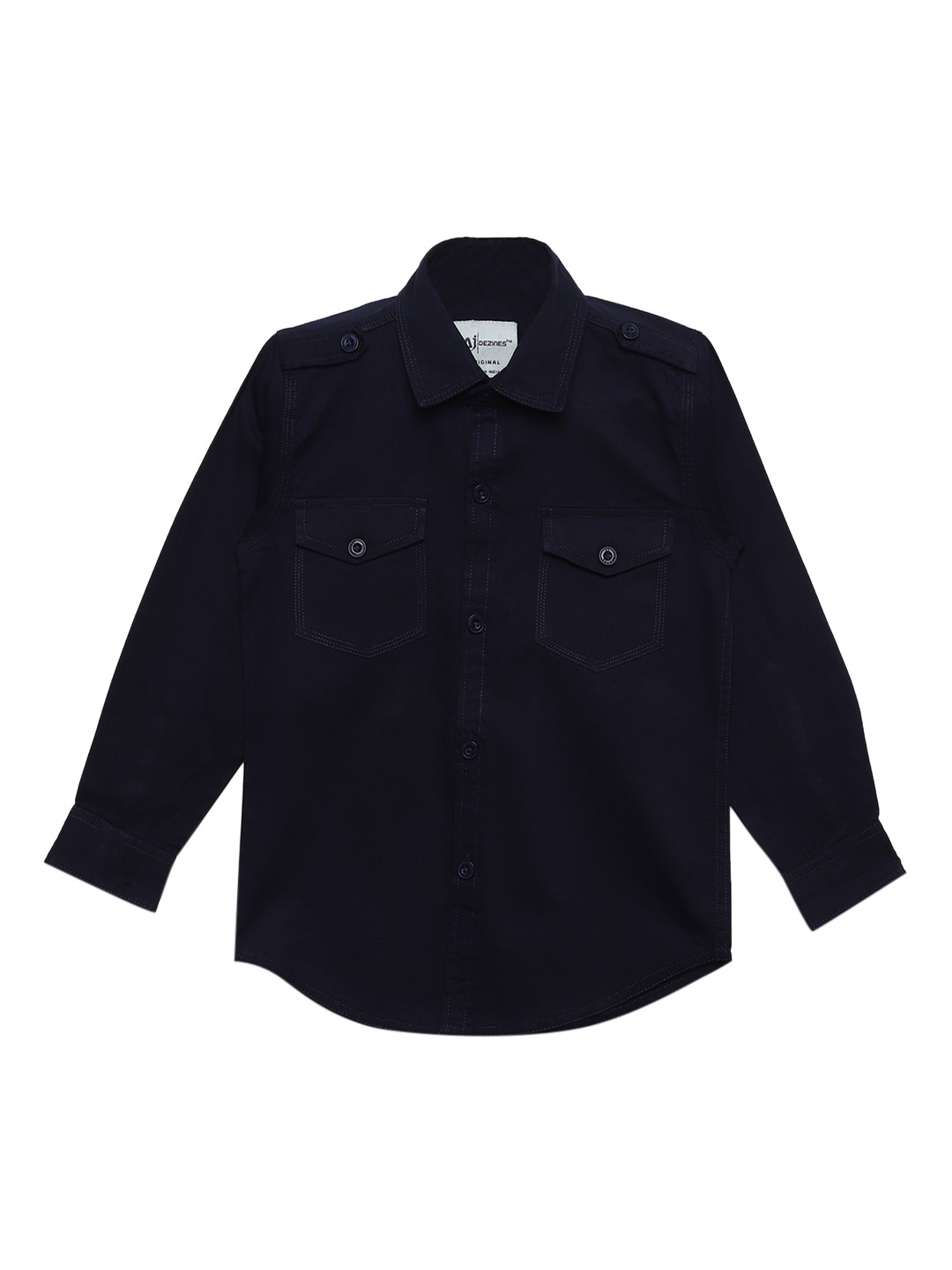 

Aj DEZInES Boys Navy Blue Regular Fit Solid Casual Shirt