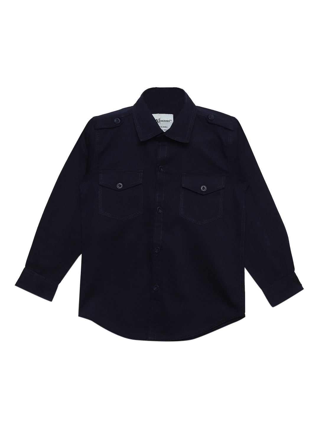 

Aj DEZInES Boys Navy Blue Regular Fit Solid Casual Shirt