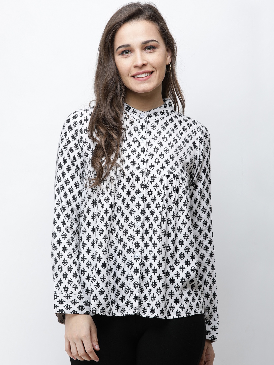 

Cation Women White & Black Printed Top