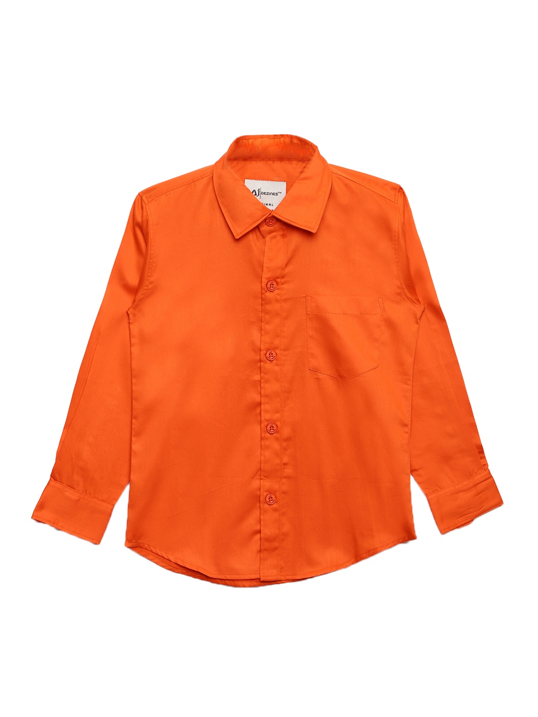 

Aj DEZInES Boys Orange Regular Fit Solid Casual Shirt