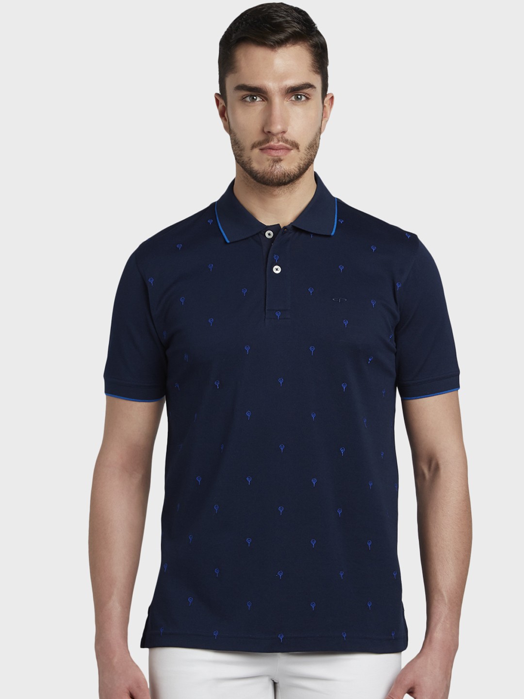 

ColorPlus Men Navy Blue Solid Polo Collar T-shirt