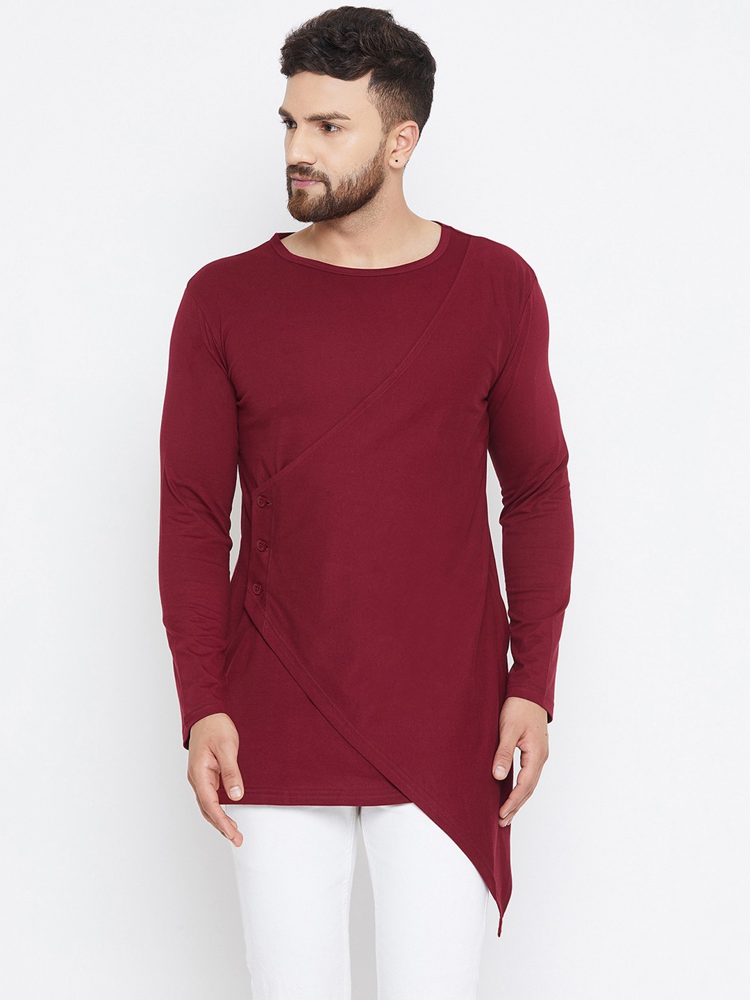 

Hypernation Men Maroon Solid Round Neck T-shirt