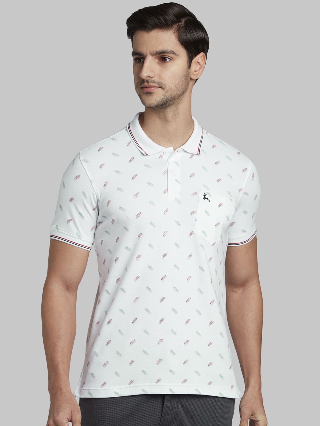 

Parx Men White Printed Polo Collar Regular Fit T-shirt