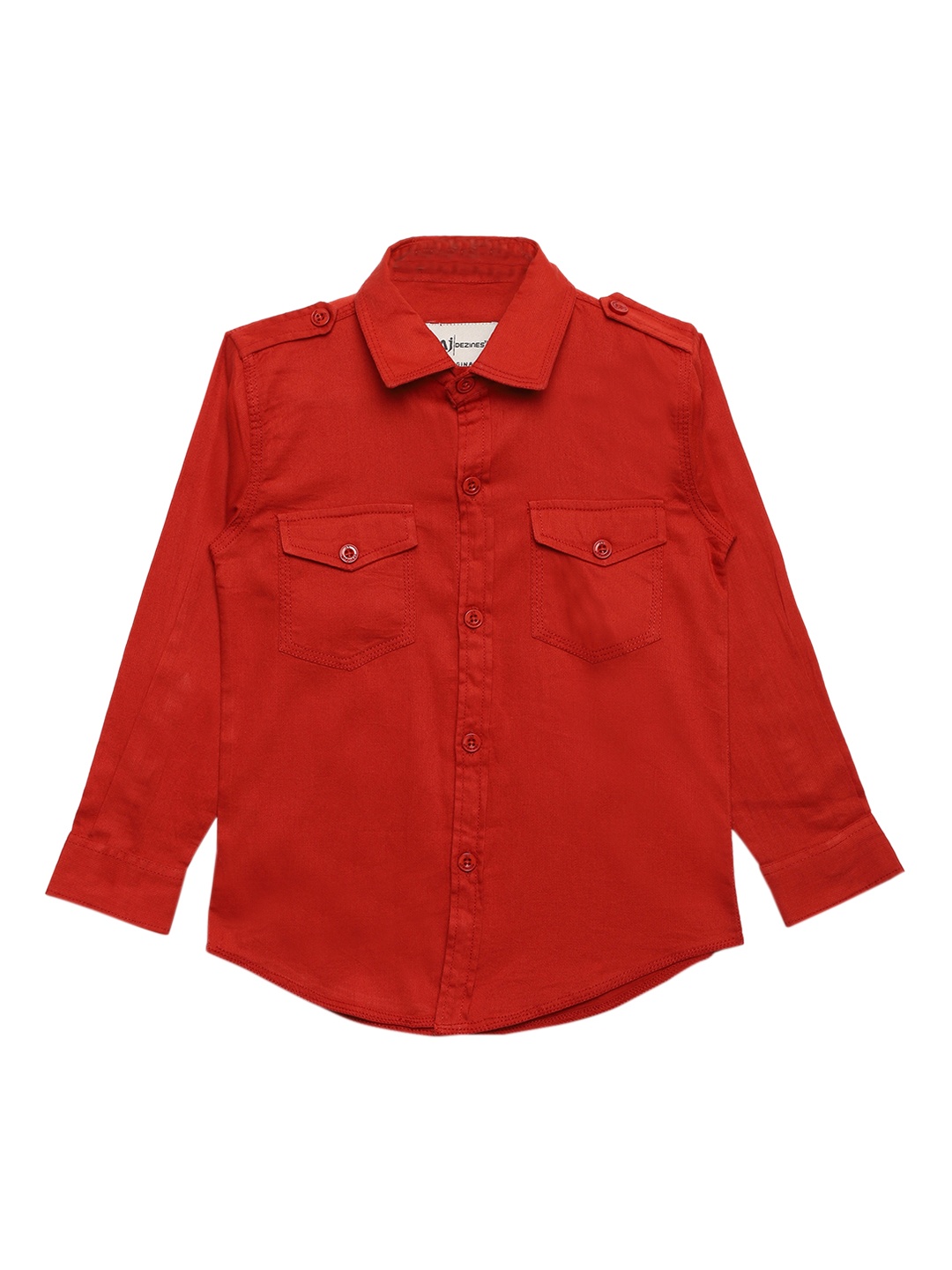 

Aj DEZInES Boys Rust Red Regular Fit Solid Casual Shirt