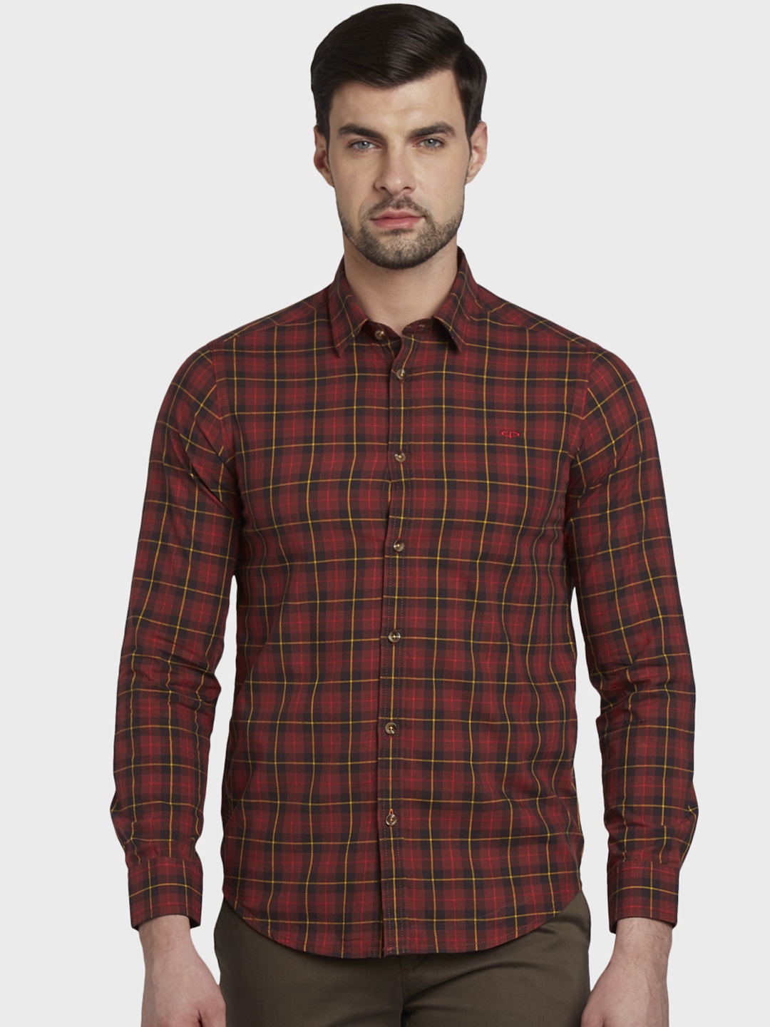

ColorPlus Men Red & Black Slim Fit Checked Casual Shirt
