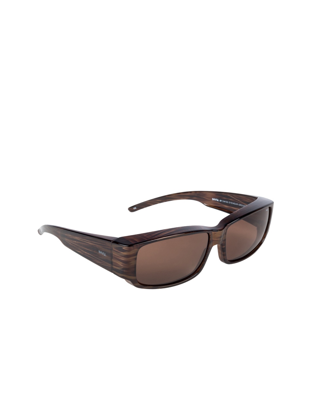 

INVU Men Rectangle Sunglasses E2801D, Gold
