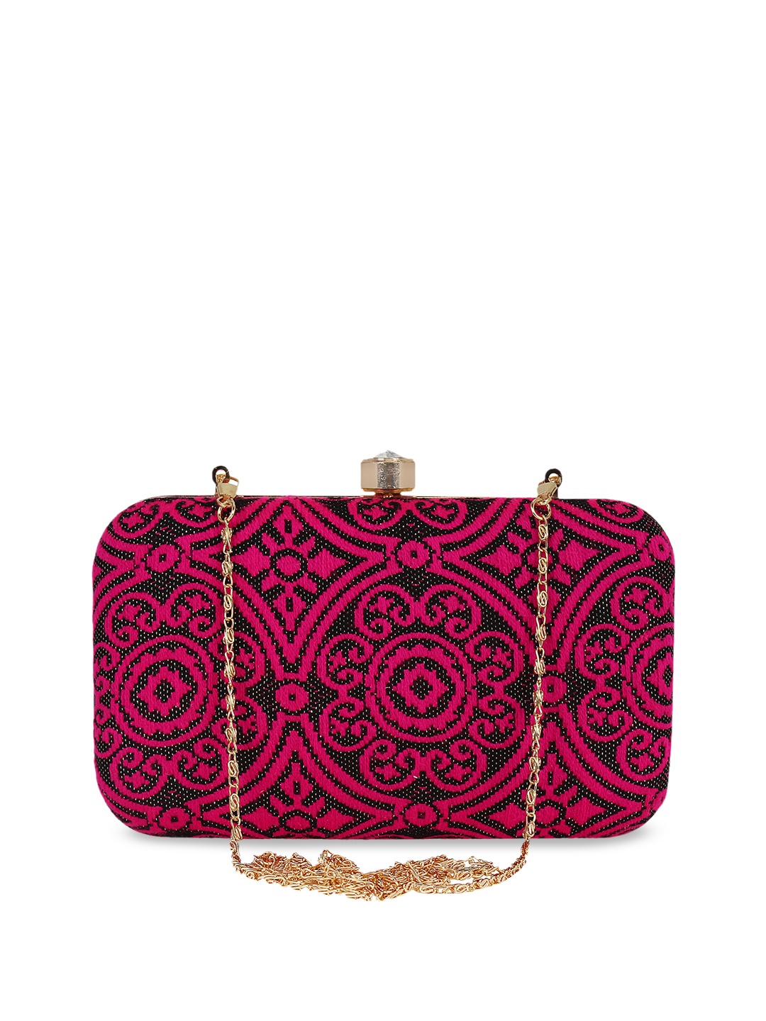 

Anekaant Black & Pink Textured Clutch