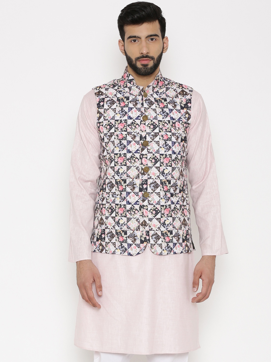 

Wintage Men Multicoloured Printed Woven Nehru Jacket, Multi