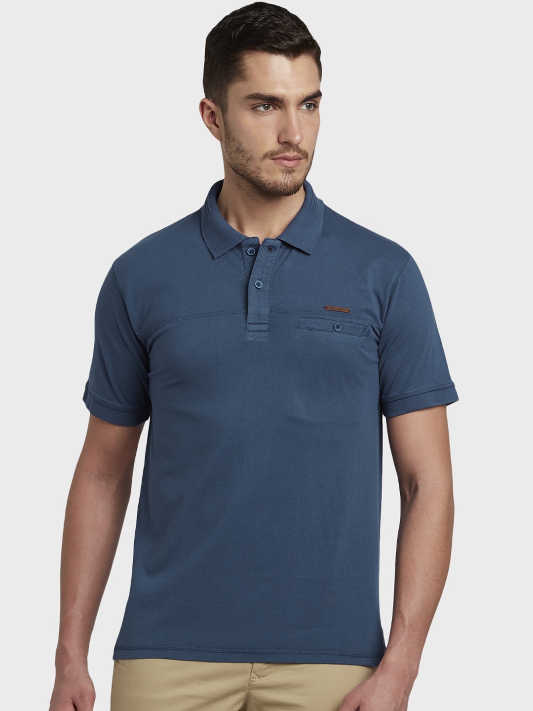 

ColorPlus Men Blue Solid Polo Collar T-shirt