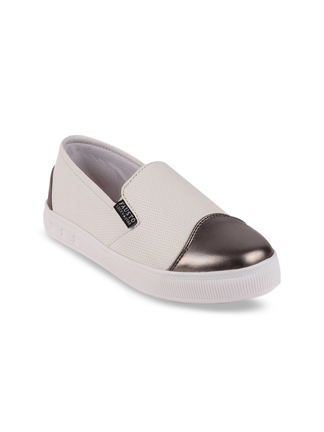 

FAUSTO Women White Lightweight Slip-On Sneakers