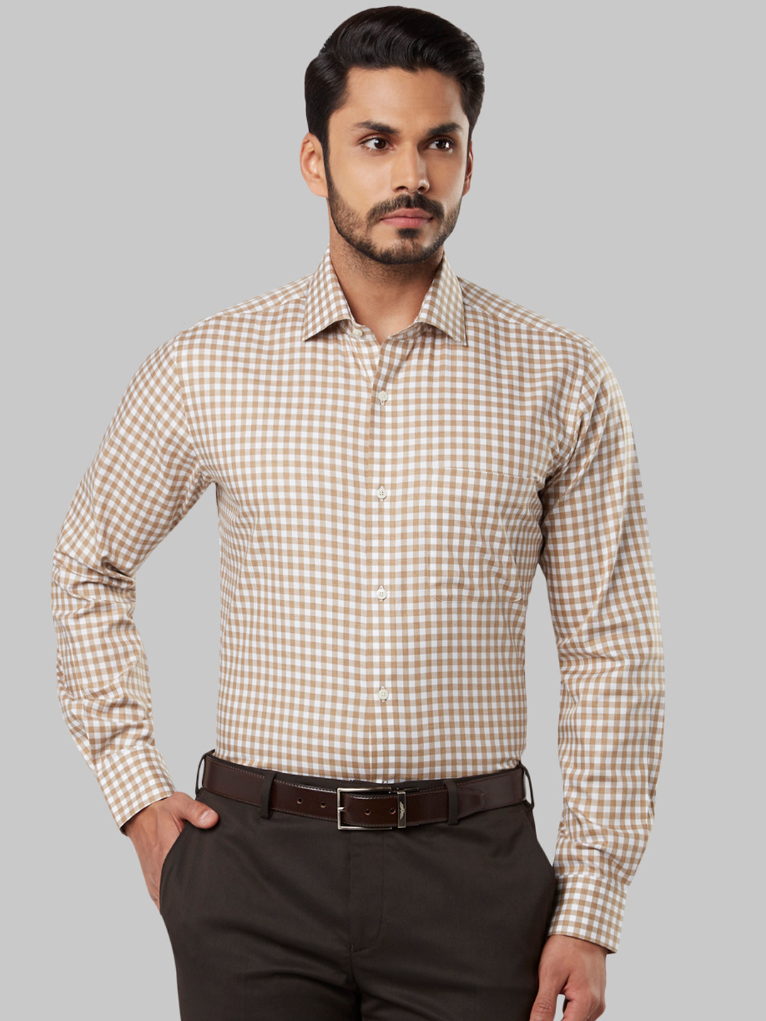 

Raymond Men Brown & Off-White Regular Fit Checked Formal Shirt